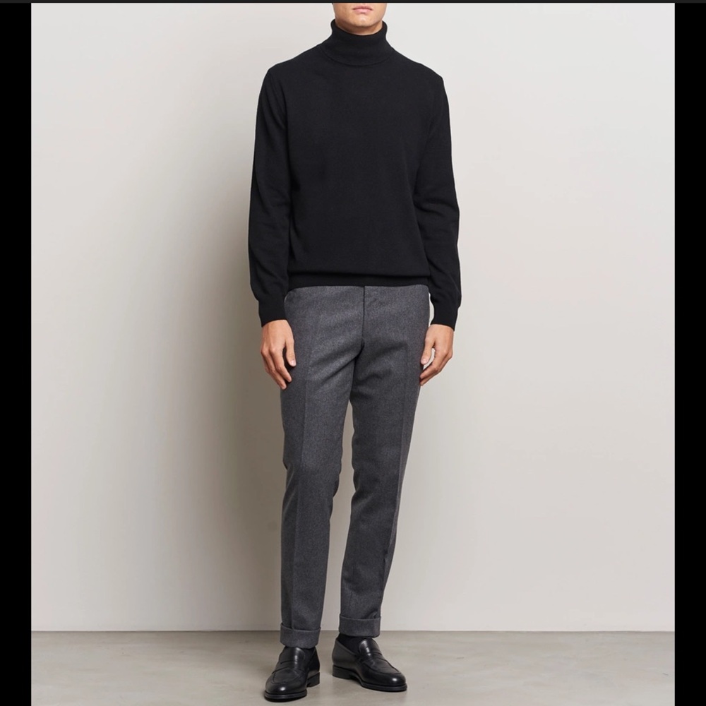 Men's Morgano Merino Wool Black Turtleneck Sweater Size Large